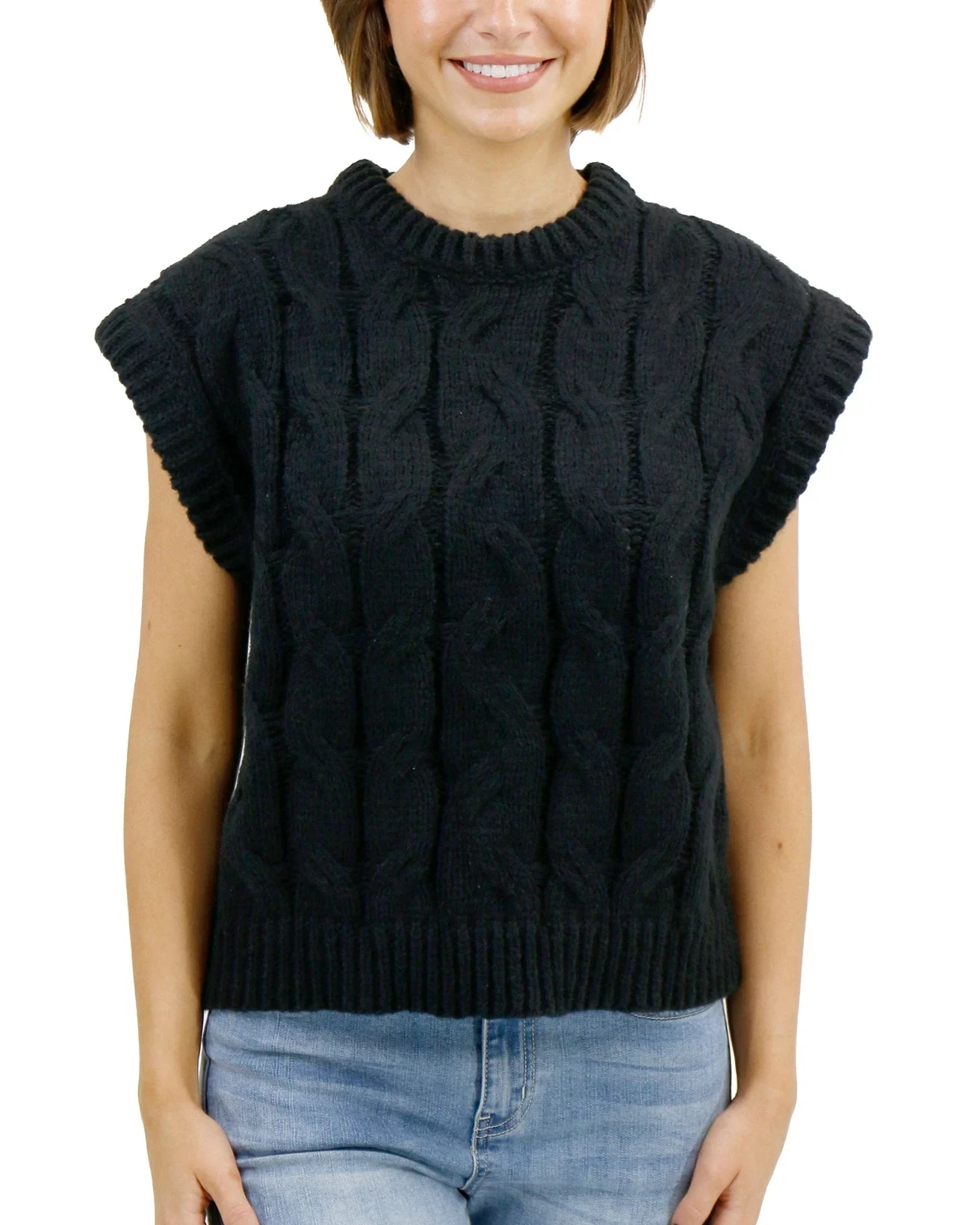 Cable Knit Black Sweater Vest 11 Cable Knit Black Sweater Vest - Image 9