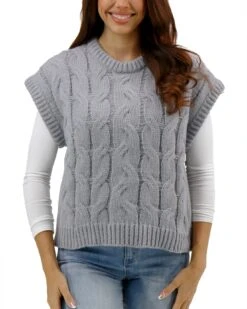 Cable Knit Light Grey Sweater Vest -Active Aura Shop CabledKnitSweaterVest LightGrey 1 a0ad198b 12bc 4290 ab36 b9eed28dc0f7