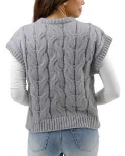 Cable Knit Light Grey Sweater Vest -Active Aura Shop CabledKnitSweaterVest LightGrey 2 e4b854ca d401 4223 a69c bd79fef54c37