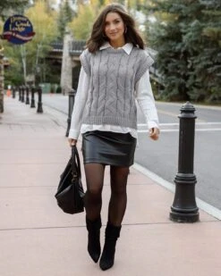 Cable Knit Light Grey Sweater Vest -Active Aura Shop CabledKnitSweaterVest LightGrey 6 c42c78a0 d825 4c8e 9076 5db530d179d9