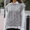 Cable Knit Light Grey Sweater Vest -Active Aura Shop CabledKnitSweaterVest LightGrey 8 2d7402ec cf3b 4656 acdf d6031ad341f6
