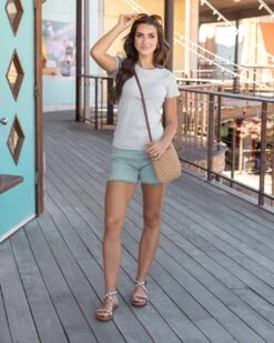 Casual Colored Aqua Denim Shorts -Active Aura Shop CasualColoredDenimShorts Aqua 1 2