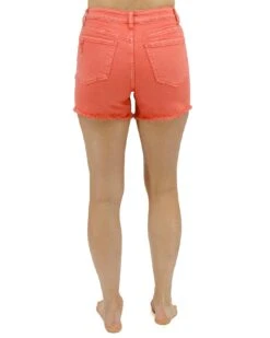 Casual Colored Hot Coral Denim Shorts 19 Casual Colored Hot Coral Denim Shorts -Active Aura Shop CasualColoredDenimShorts HotCoral 11