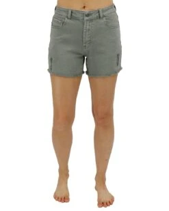 Casual Colored Olive Denim Shorts -Active Aura Shop CasualColoredDenimShorts Olive 1