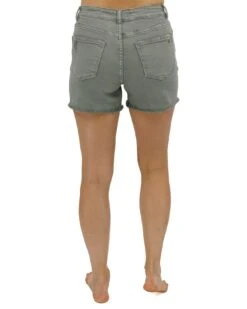 Casual Colored Olive Denim Shorts -Active Aura Shop CasualColoredDenimShorts Olive 2