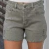 Casual Colored Olive Denim Shorts -Active Aura Shop CasualColoredDenimShorts Olive 4