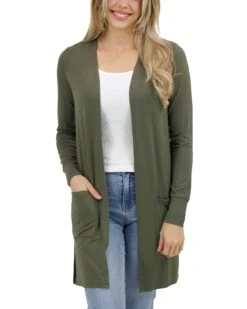 Olive Casual Day Modal Cardigan -Active Aura Shop CasualDayModalCardigan Olive 1