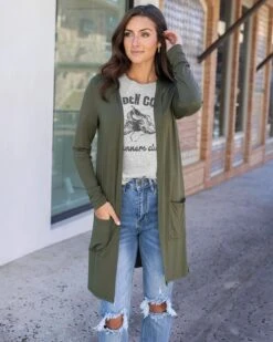 Olive Casual Day Modal Cardigan -Active Aura Shop CasualDayModalCardigan Olive 11