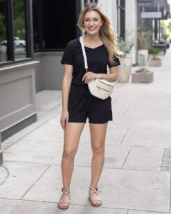 Casual Day Black Modal Romper 12 Casual Day Black Modal Romper -Active Aura Shop CasualMayModalRomper Black 3