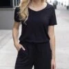 Casual Day Black Modal Romper -Active Aura Shop CasualMayModalRomper Black 6