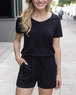 Casual Day Black Modal Romper