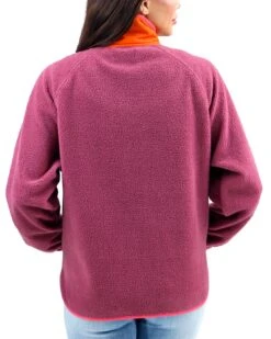 Berry/Orange Colorblock Fleece Jacket -Active Aura Shop ColorblockFleeceJacket BerryOrange 1