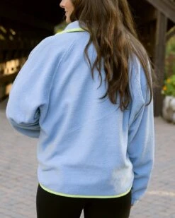 Blue/Blush Colorblock Fleece Jacket -Active Aura Shop ColorblockFleeceJacket BlueBlush 1