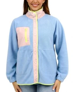 Blue/Blush Colorblock Fleece Jacket -Active Aura Shop ColorblockFleeceJacket BlueBlush 24