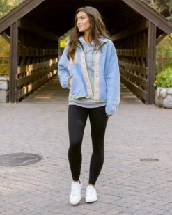 Blue/Blush Colorblock Fleece Jacket -Active Aura Shop ColorblockFleeceJacket BlueBlush 4