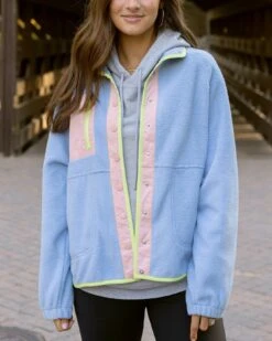 Blue/Blush Colorblock Fleece Jacket