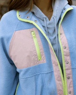 Blue/Blush Colorblock Fleece Jacket -Active Aura Shop ColorblockFleeceJacket BlueBlush 7
