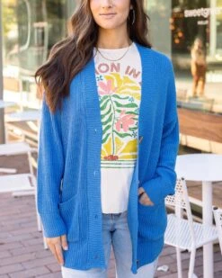 Oversized Comfy Knit Blue Cardigan