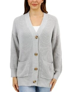 Oversized Comfy Knit Light Grey Cardigan -Active Aura Shop ComfyKnitCardigan LightGrey 2