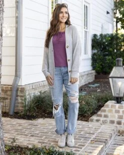 Oversized Comfy Knit Light Grey Cardigan -Active Aura Shop ComfyKnitCardigan LightGrey 4 dfee2141 7775 4d44 b512 822c94b2b085