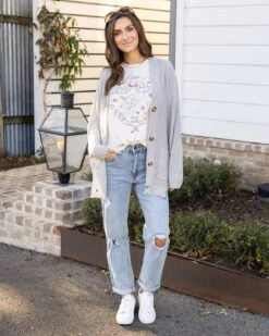 Oversized Comfy Knit Light Grey Cardigan -Active Aura Shop ComfyKnitCardigan LightGrey 9