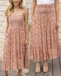 Convertible Golden Floral Dress/Skirt