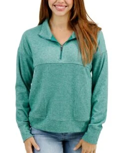 Cool Day Glade Green Quarter Zip Pullover -Active Aura Shop CoolDayQuarterZipPullover GladeGreen 1
