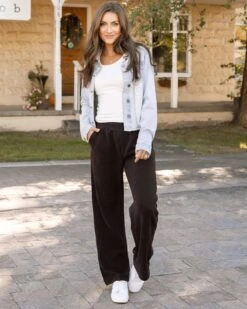 Corded Java Straight Leg Pants -Active Aura Shop CordedStraightLegPants Java 6