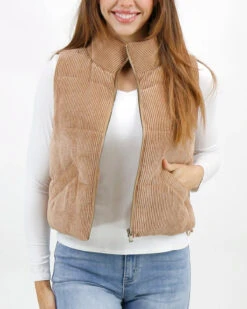 Corduroy Camel Puffer Vest - FINAL SALE -Active Aura Shop CorduroyPufferVest Camel 1