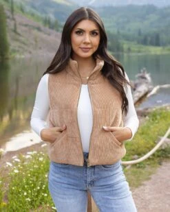 Corduroy Camel Puffer Vest - FINAL SALE -Active Aura Shop CorduroyPufferVest Camel 11