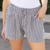 Cotton Classic Blue Striped Shorts -Active Aura Shop CottonStripedShorts ClassicBlue 6