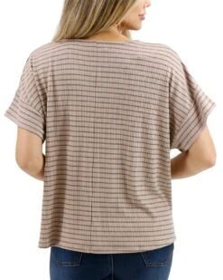 Coziest Tan And Black Stripe Dolman Lounge Top 19 Coziest Tan And Black Stripe Dolman Lounge Top -Active Aura Shop CoziestLoungeDolmanTop TanBlack 2