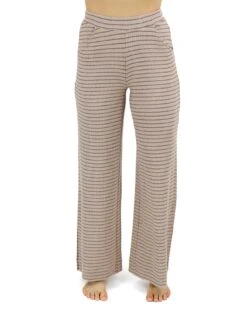 Coziest Tan And Black Stripe Wide Leg Lounge Pants -Active Aura Shop CoziestWideLegPants TanBlack 1