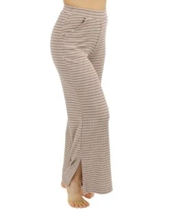 Coziest Tan And Black Stripe Wide Leg Lounge Pants -Active Aura Shop CoziestWideLegPants TanBlack 2