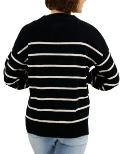 Crew Neck Black Striped Sweater -Active Aura Shop CrewNeckStripedSweater BlackStripe 3