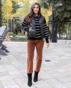 Crew Neck Black Striped Sweater -Active Aura Shop CrewNeckStripedSweater BlackStripe 6