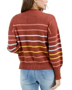Crew Neck Terracotta Striped Sweater -Active Aura Shop CrewNeckStripedSweater TerracottaStripe 2