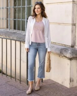 Crop Flare Denim In Medium Standard Wash -Active Aura Shop CropFlareJeggings 2