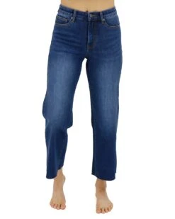 Cropped Wide Leg Waist Shaper Jeans In Medium Dark Wash -Active Aura Shop CroppedWideLegWaistShaperJeans MediumWash 1