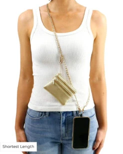 Gold Crossbody Cell Phone Chain W/ Wallet