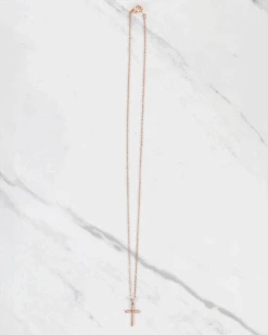Cross Necklace In Rose Gold 7 Cross Necklace In Rose Gold -Active Aura Shop CrossNecklace RoseGold 2