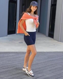 Navy 7" Daily Pocket Biker Shorts 14 Navy 7" Daily Pocket Biker Shorts -Active Aura Shop DailyPocketBikerShorts Navy 2