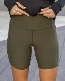 Olive 7" Daily Pocket Biker Shorts