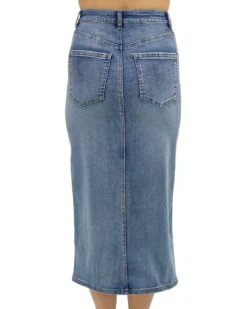 Mid-Wash Denim Midi Skirt - FINAL SALE -Active Aura Shop DenimMeniSkirt MidWash 2