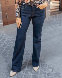 Designer Denim Dark-Wash Flare Jeans