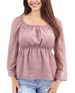 Dobby Dot Rose Dust Peplum Top -Active Aura Shop DobbyDotPeplumTop RoseDust 1 1
