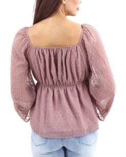 Dobby Dot Rose Dust Peplum Top -Active Aura Shop DobbyDotPeplumTop RoseDust 3