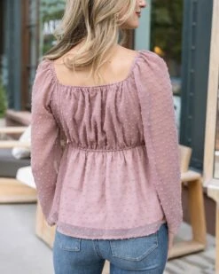 Dobby Dot Rose Dust Peplum Top -Active Aura Shop DobbyDotPeplumTop RoseDust 6