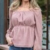 Dobby Dot Rose Dust Peplum Top 1 Dobby Dot Rose Dust Peplum Top -Active Aura Shop DobbyDotPeplumTop RoseDust 7