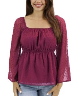 Dobby Dot Zinfandel Peplum Top 16 Dobby Dot Zinfandel Peplum Top -Active Aura Shop DobbyDotPeplumTop Zinfandel 1
